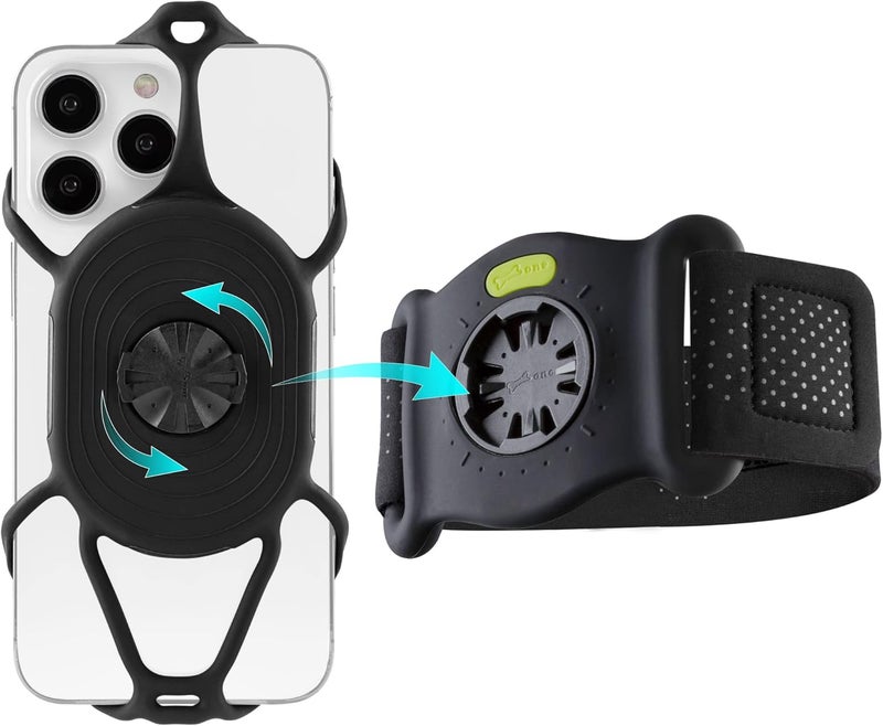 BONE COLLECTION Bone Run Tie Connect Kit 2, Running Cell Phone Holder, Detachable & 360° Rotatable Sport Armband, Skin-Friendly Silicone Workout Phone Carrier Compatible with Most Smartphones (Connection Kit) - Image 1